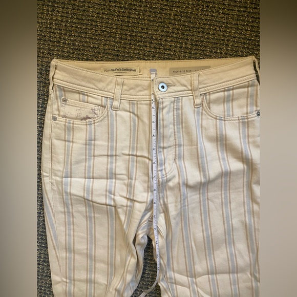 Anthropologie Striped Slim Fit High Rise Jeans in Cream Size 27 - Picture 7 of 10